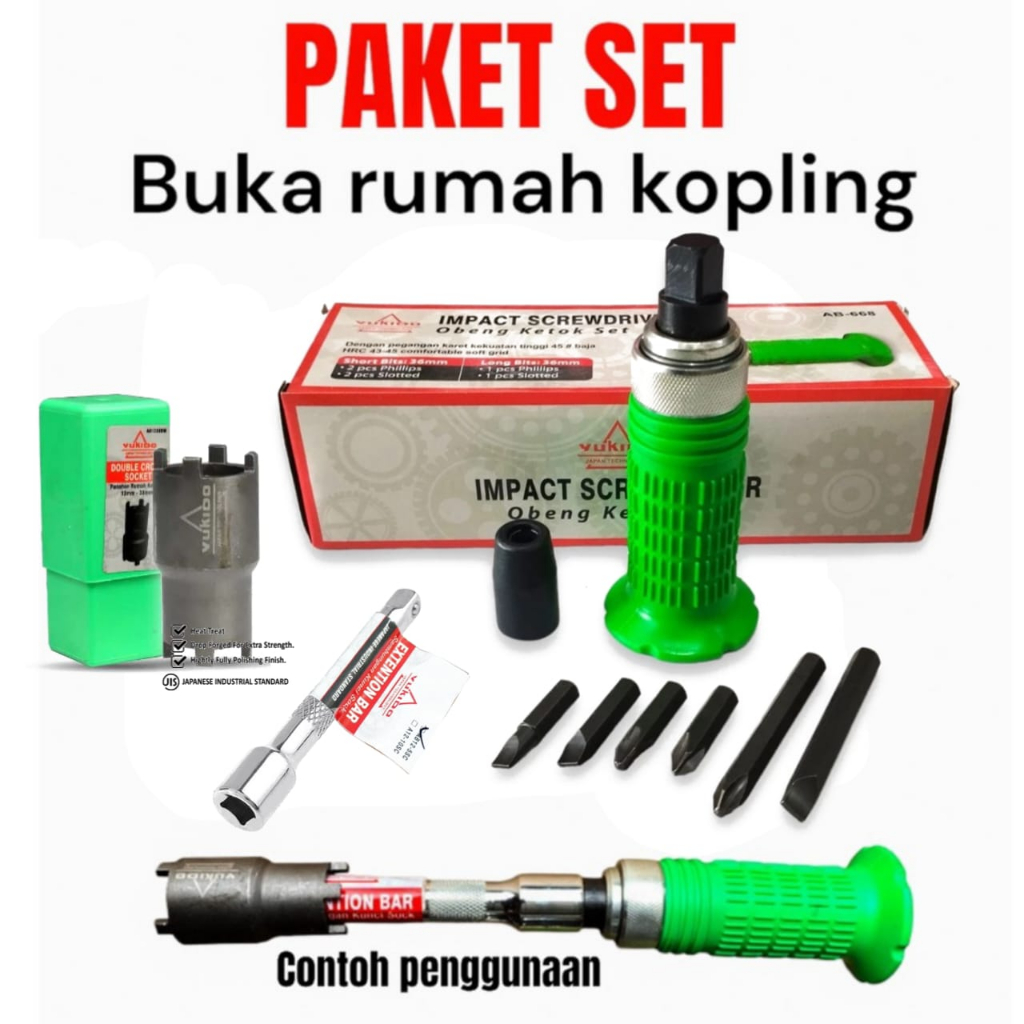 PAKET SET ALAT BUKA MUR KOPLING MOTOR KUNCI MAHKOTA - MUR KOPLING - DOUBLE CROWN SOCKET GRIP ON + OB