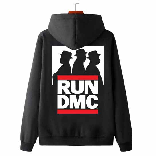 Jaket Hoodie Run DMC Bahan Cotton Fleece Black [Hoodie Jumper & Ritsleting]