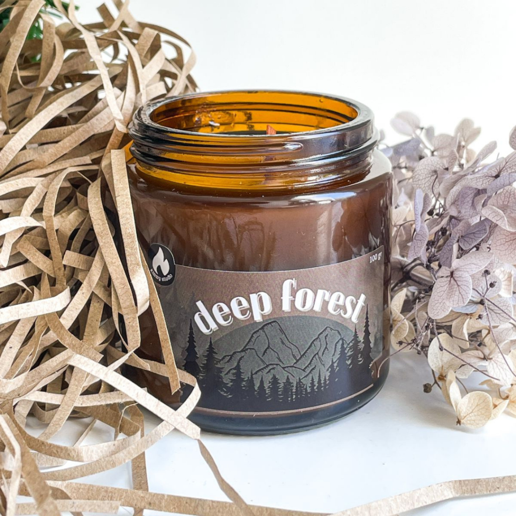 KIMMY STUDIO DEEP FOREST PREMIUM SCENTED CANDLE / AMBER JAR CANDLE