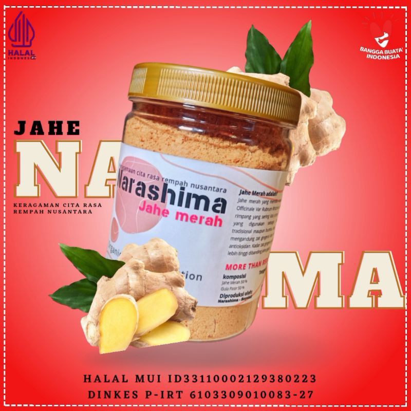 

Serbuk Jahe Merah instan | Jahe Merah Serbuk instan | Jahe Merah Bubuk instan | Bubuk Jahe Merah instan | Wedang Jahe Merah instan Narashima 500 Gram