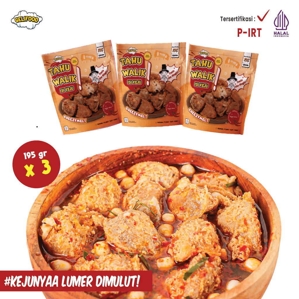 

Geli Food - Paket Kombo 3 Pack Series Tahu Walik Cheesy Melt With Chilli Oil