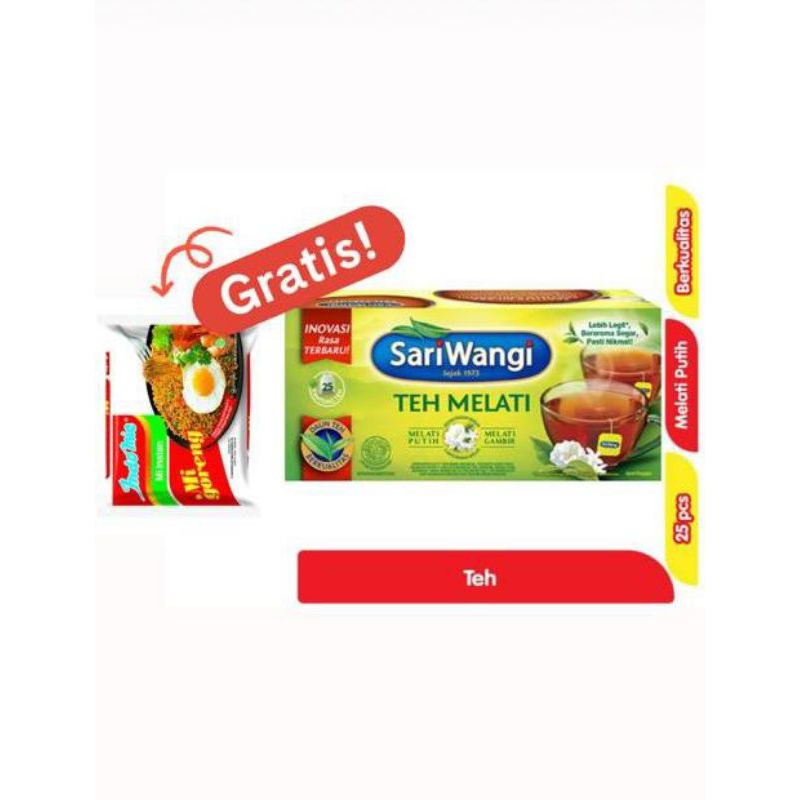 

SariWangi Teh Celup Melati 25 Kantung GRATIS INDOMIE GORENG