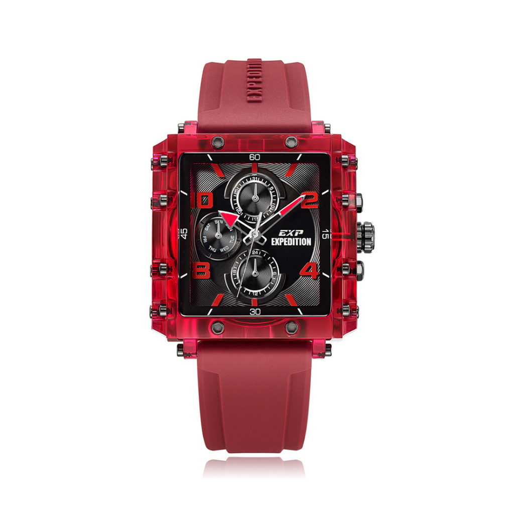 Jam Tangan Expedition Ladies Multifunction Band Red Black 38 x 45mm - E6808MFRIGBARE