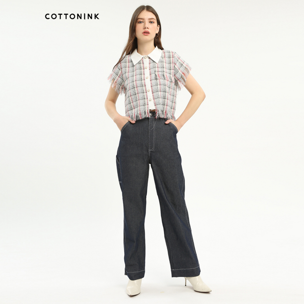 Cottonink - Atasan Wanita Black Tweed Felize