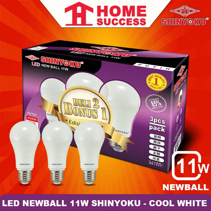 Lampu LED Newball 11w Shinyoku (Beli 2 Gratis 1 - Isi 3 pcs) / Paket LED Shinyoku 11 watt / Paket LE