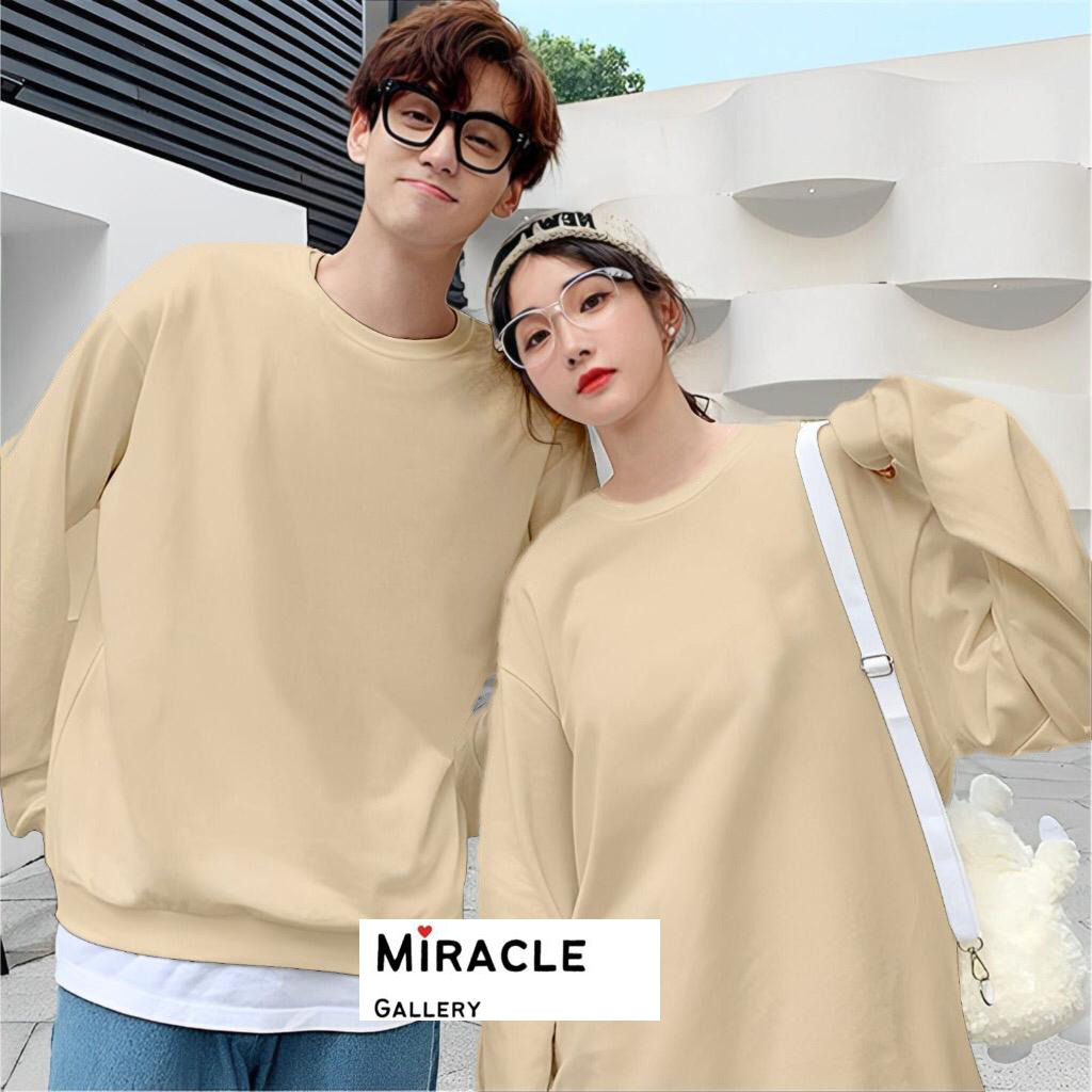 Sweater Oblong Couple POLOS / Sweater Pasangan Polos Bahan Fleece Premium/SWEETSHIRT CREWNECK POLOS