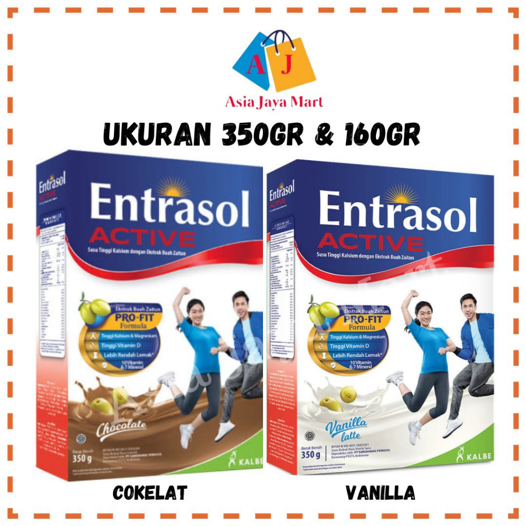 

ENTRASOL ACTIVE CHOCOLATE VANILLA 350GR 160GR USIA 19-50 TAHUN