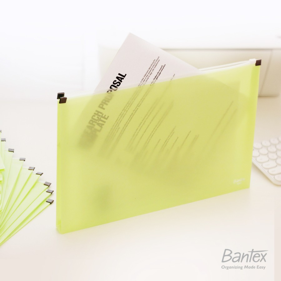 

Bantex Zipper Document Map Plastik Folder F4 Folio Pistachio