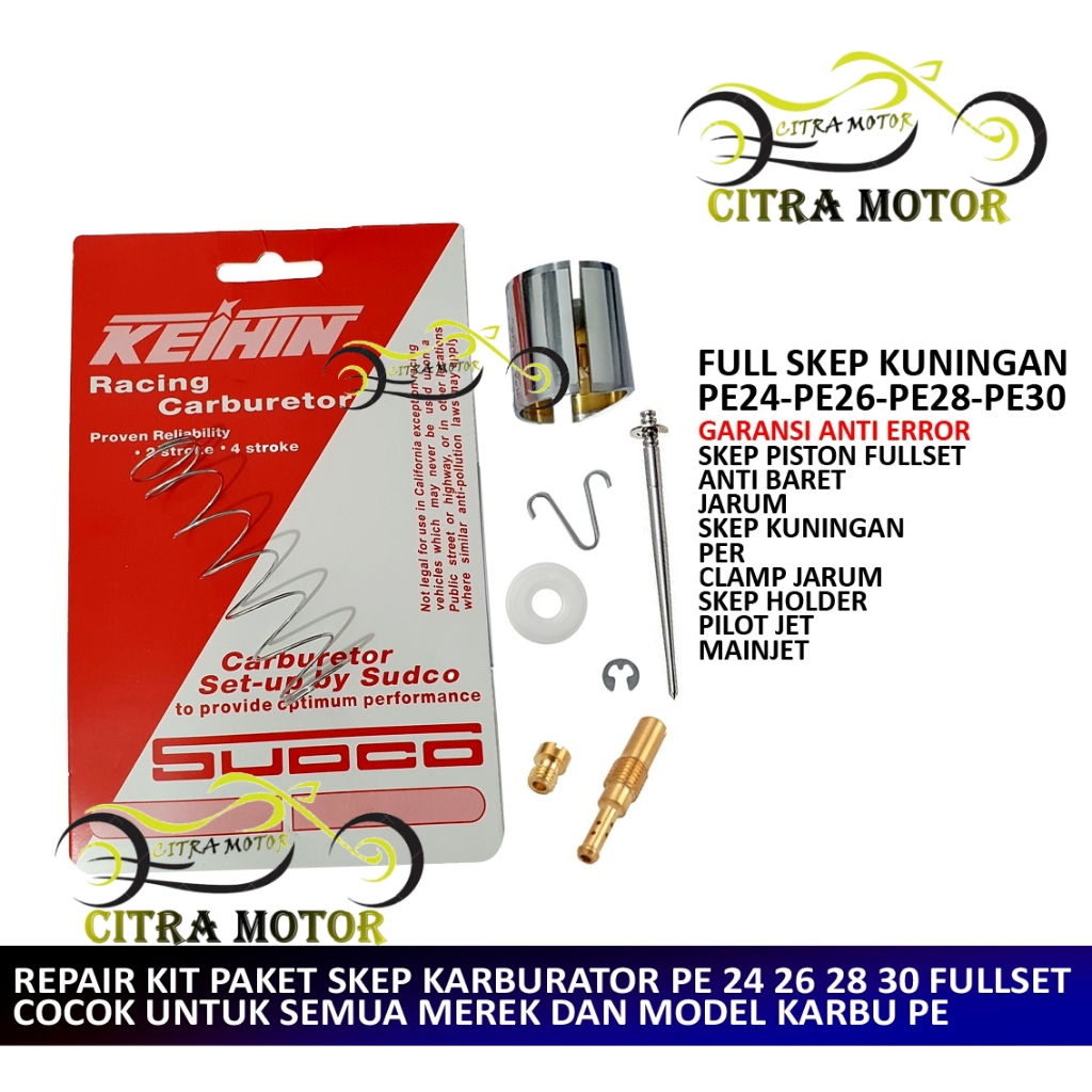 BISA COD PAKET FULLSET PISTON SKEP KARBURATOR PE 24 26 28 30 KUNINGAN COPPER TEFLON SKEP HITAM KABUL
