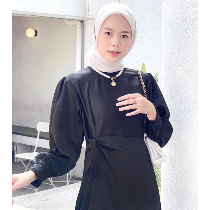 Ayana Dress - Baju Dress Pesta Elegan Muslimah Gamis Wanita Lengan Balon Fashion Kondangan Terbaru G