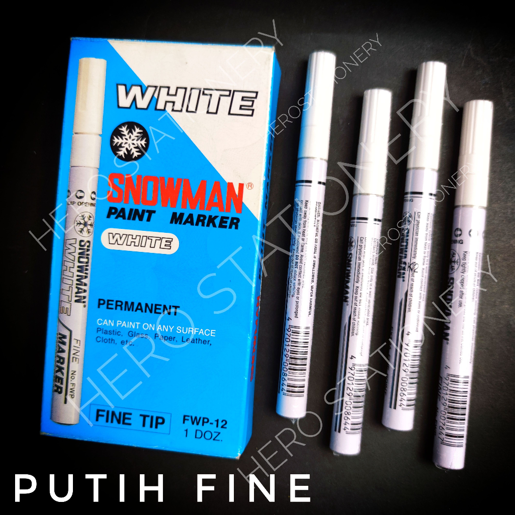 

Spidol permanen paint marker snowman fine tip tinta putih white FWP-12