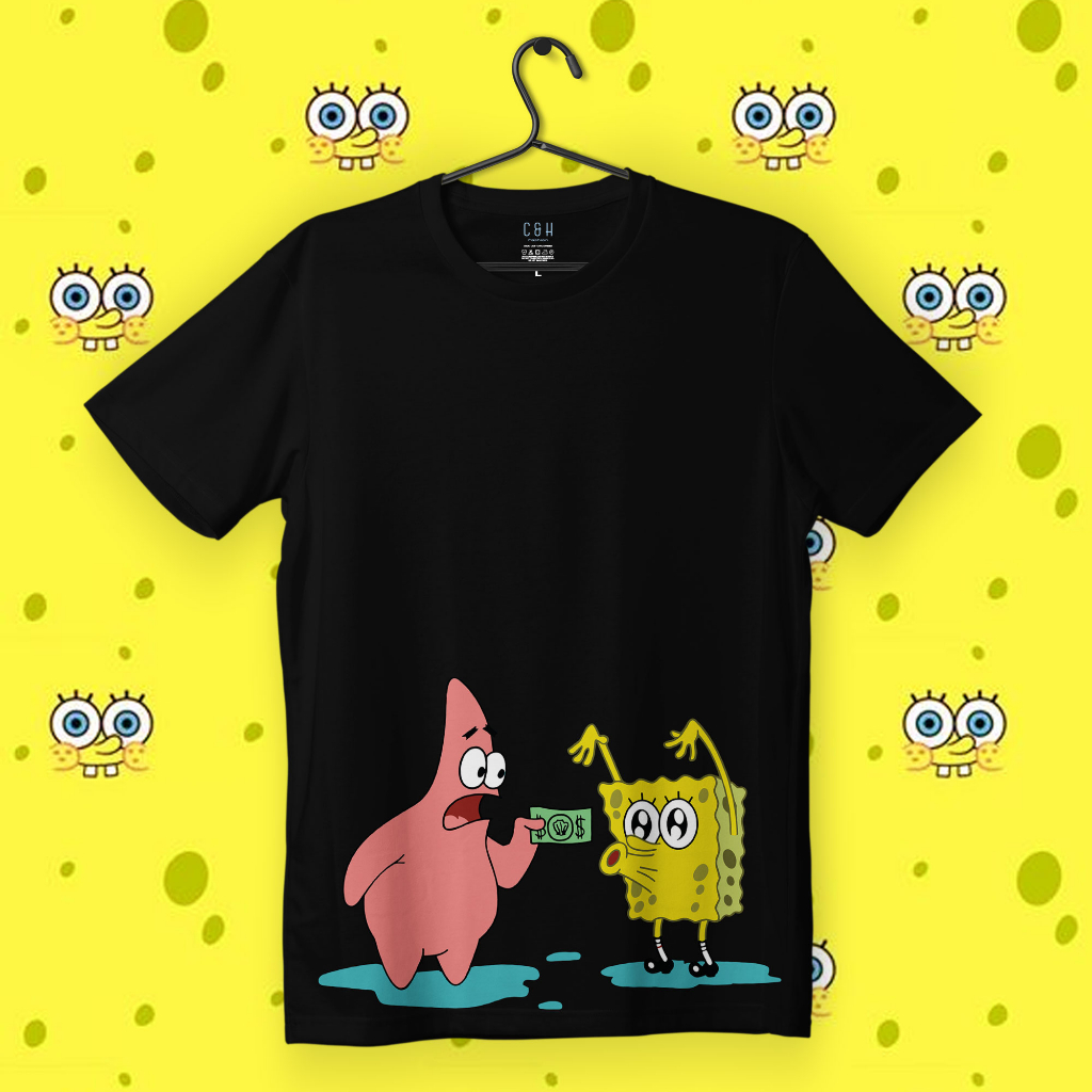 KAOS KARTUN SPONGEBOB | KAOS DISTRO PRIA WANITA ORI BY C&H | CHSPB 023