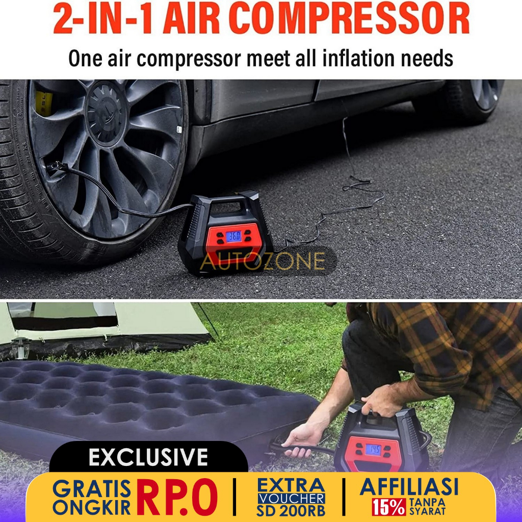 SOYUS Pompa Ban Elektrik Digital Tire Inflator Portable AC 110V DC 12V - ATJ-6488 - Yellow