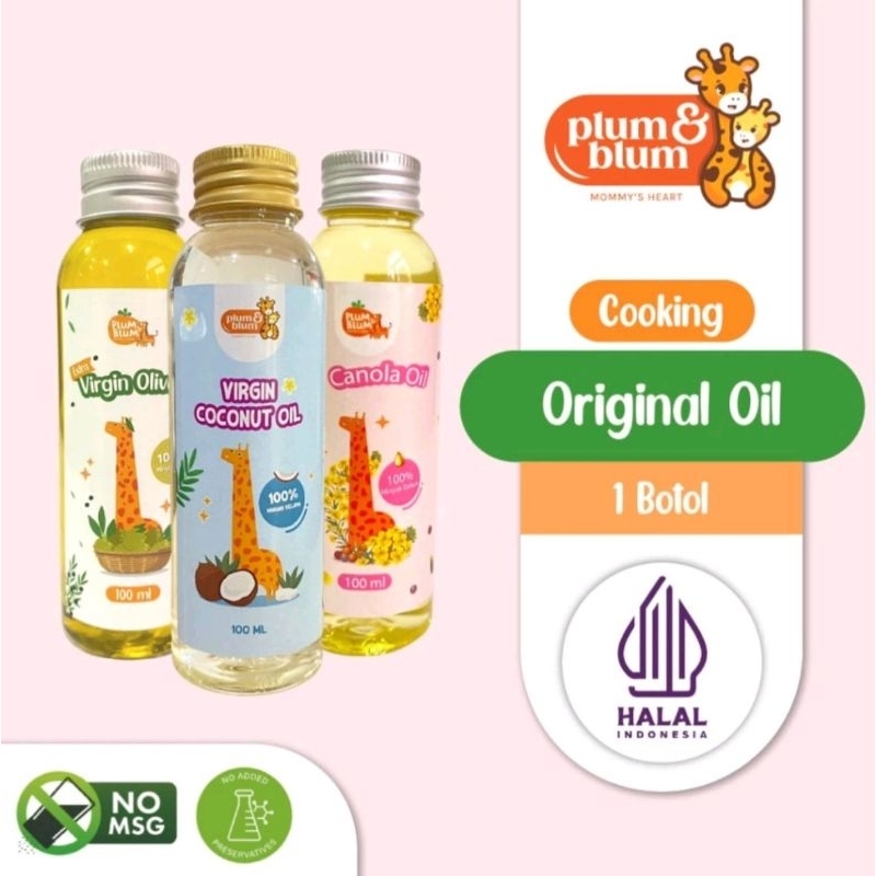 

Plum & Blum Canola EVOO VCO Extra Virgin Coconut oil Canola Oil Extra Virgin Olive Oil MPASI