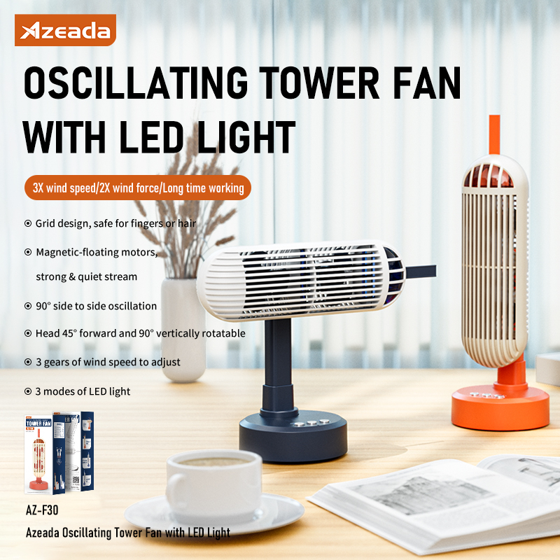 Azeada Oscillating Tower Fan with LED Light (AZ-F30)