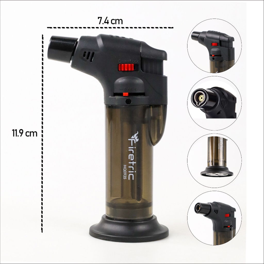 Firetric Korek Api Gas Besar Windproof Torch Gun Bonus Stand, Torch Jet Korek Api Gas isi ulang