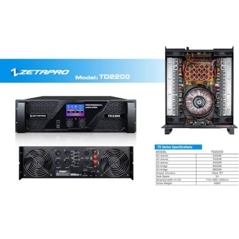 POWER ZETAPRO TD2200 POWER AMPLIFIER TD 2200 ORIGINAL
