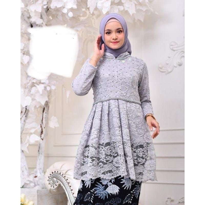 Kebaya Tunik Brokat Payet Mutiara Terbaru / Kebaya Modern / Kebaya Kondangan / Kebaya Tunik / Set Kebaya / Kebaya Pesta / Kebaya Wisuda / Set blouse Brokat / Tunik Brokat / Assyifa