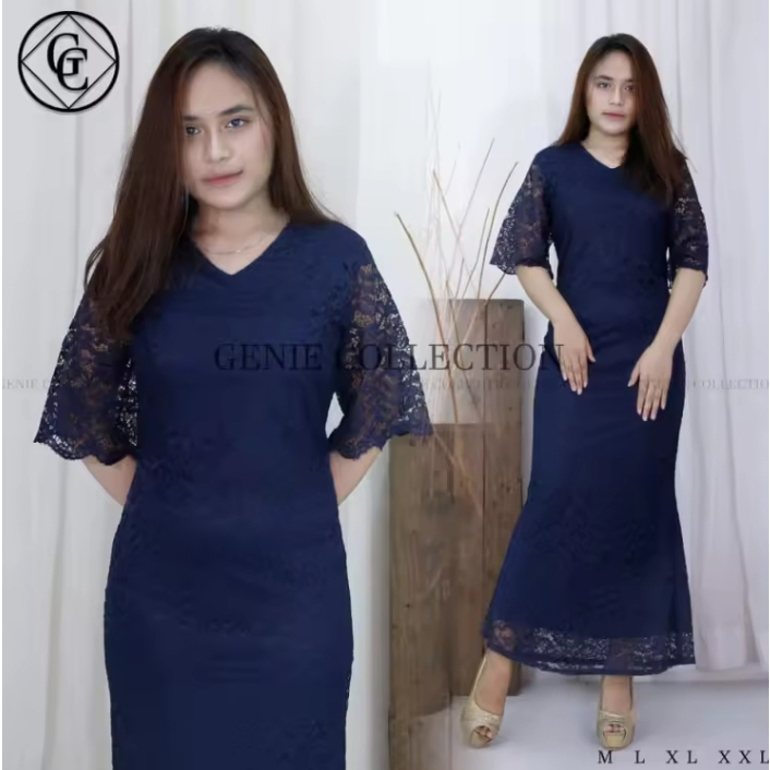 Long Dress Brokat/Dress Natal/Dress Kebaya Brukat/Long Dress Cantik Wanita 2023