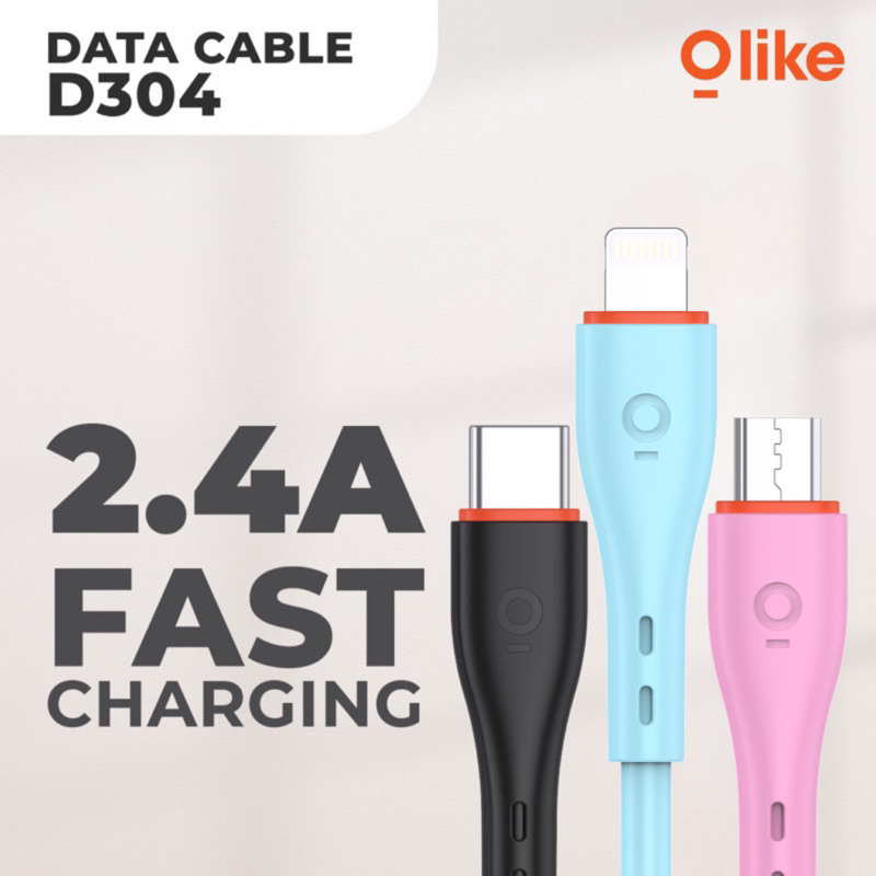 Kabel Data OLIKE D304M / D304C / D304L Charger Fast Charging IPHONE/MICRO USB/TYPE-C 1M - GARANSI 1 