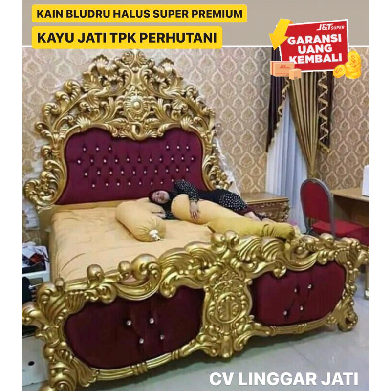 Tempat Tidur Jati Dipan Ukir Mewah Ranjang Kayu Jati Luxury Jepara Dipan Klasik Modern
