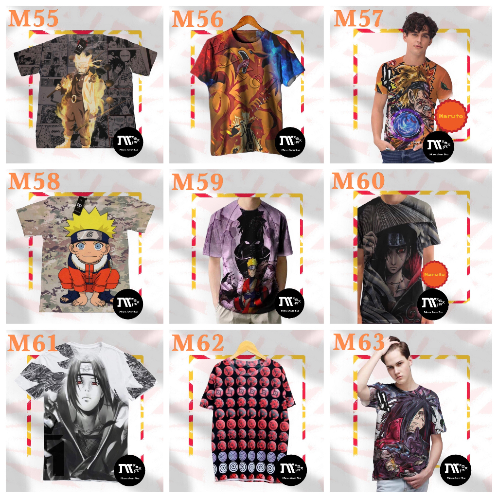 [DEWASA] Kaos T-Shirt Bangkok Full Print Anime Naruto Sasuke Uchiha M55