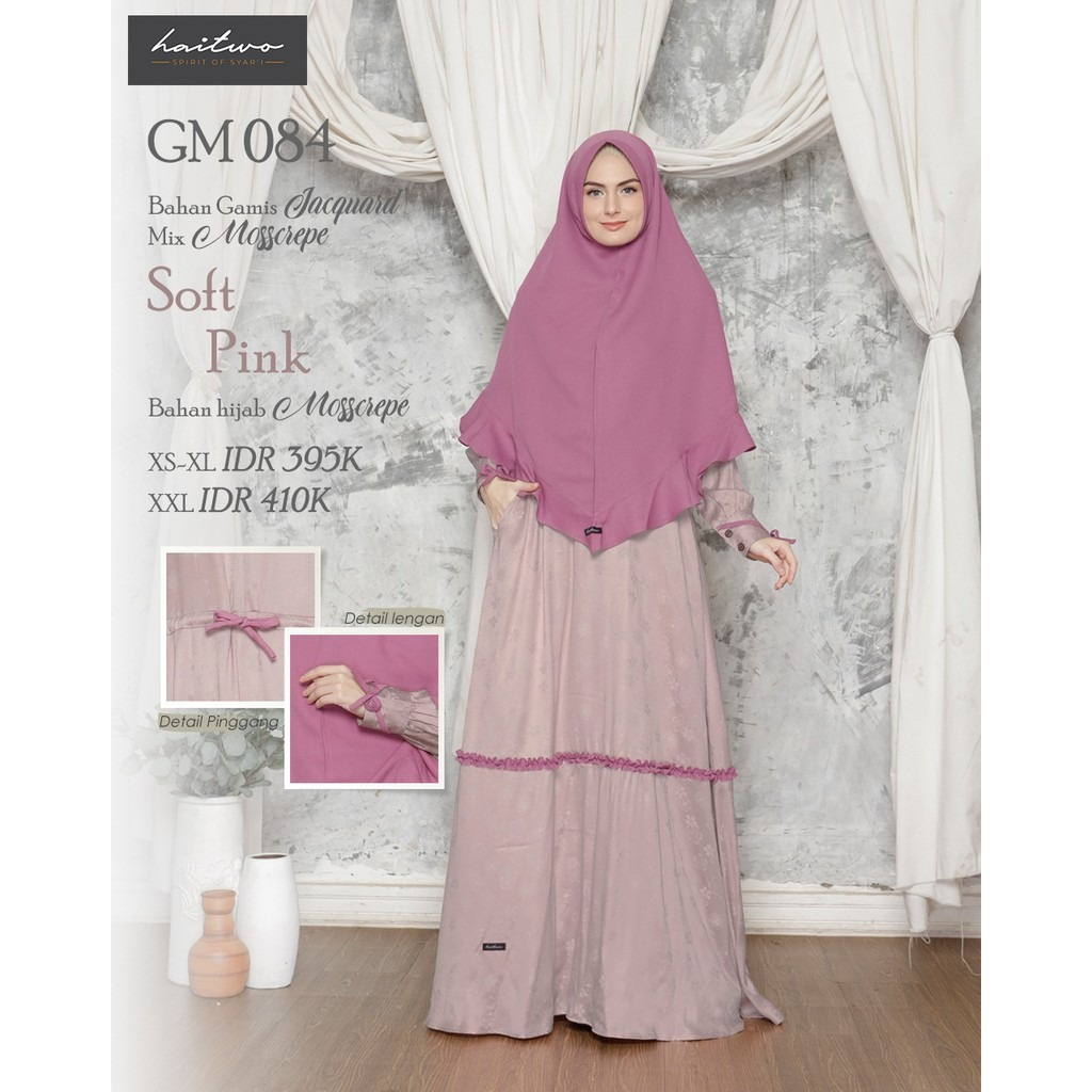 READY SIAP KIRIM | HB - GM 84 SOFT PINK | GAMIS SYARI HAIHAI TERBARU | GAMIS SET HIJAB POLOS TERLARI