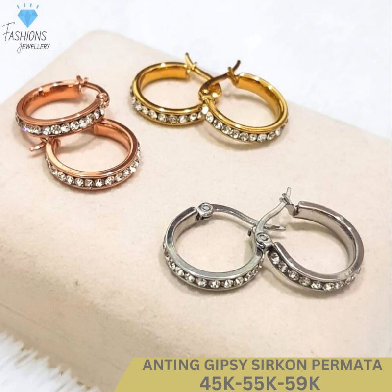 Anting gipsy Titanium mata sirkon