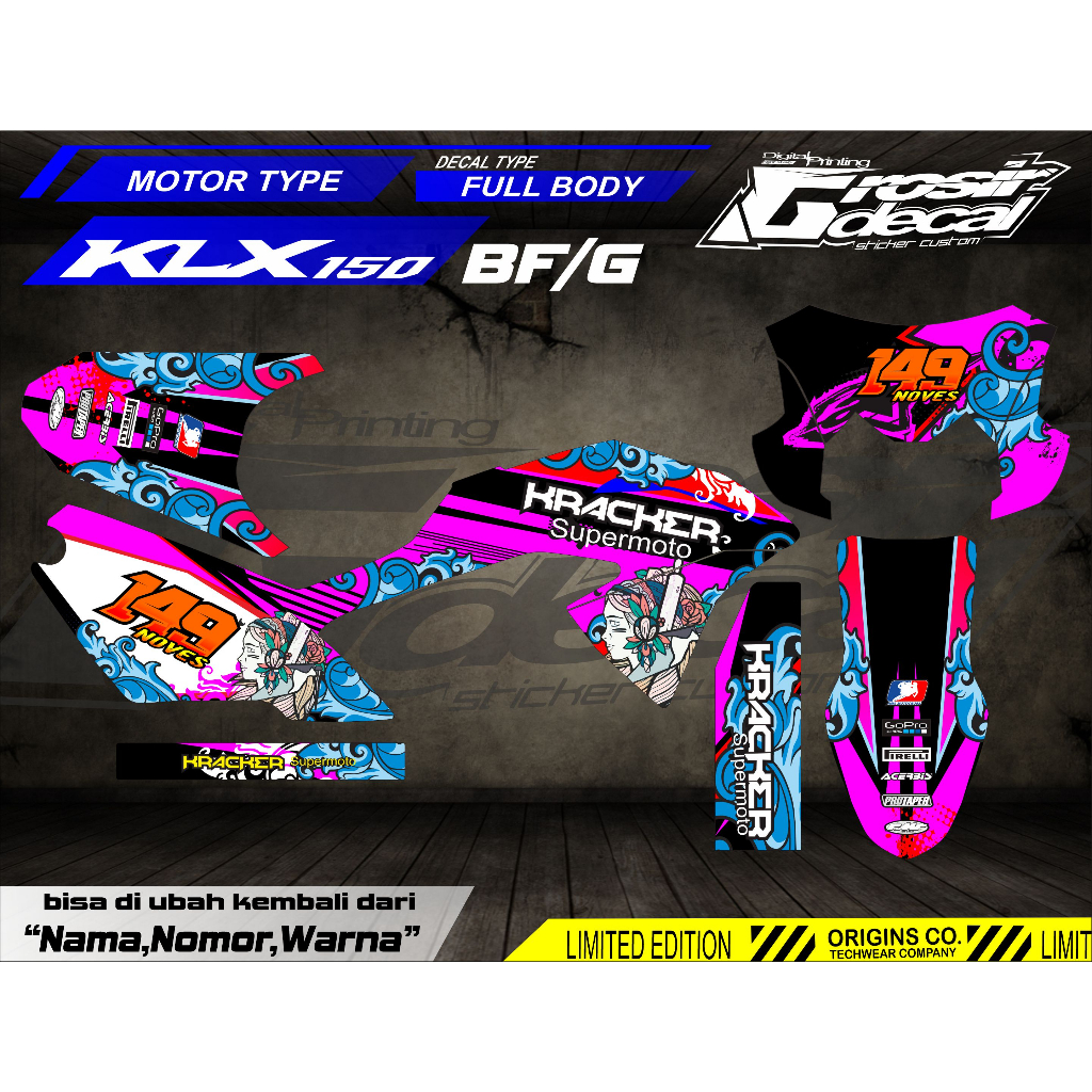 Decal Sticker KLX BF 150 / KLX 150 BF Supermoto Full Body Dekal Stiker KLX 150 BF  Supermoto