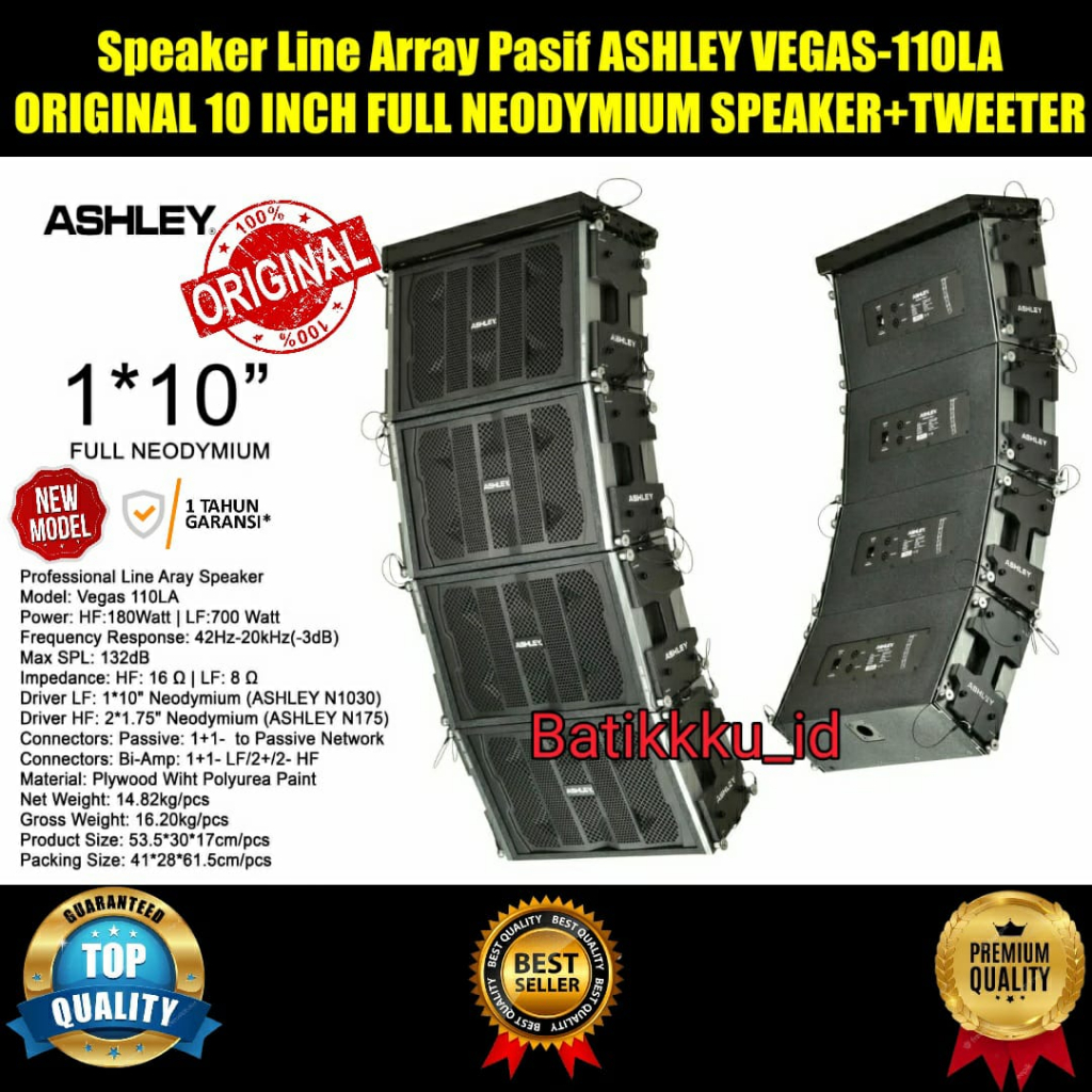 Speaker Line Array Pasif ASHLEY VEGAS 110LA VEGAS110LA VEGAS 110 LA ORIGINAL 1x10 Inch VEGAS110