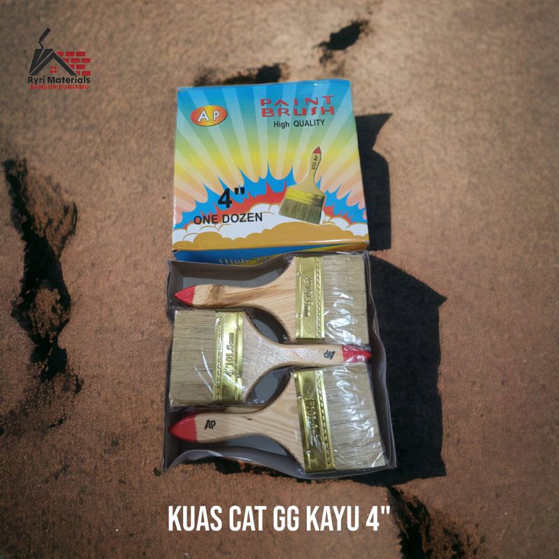 Kuas cat 4" inch AP / Kuas cat 4" inch / Kuas cat gagang kayu