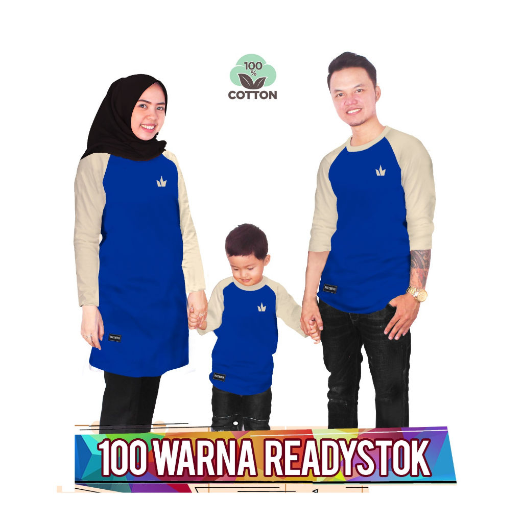RAGLAN BENHUR CREAM Baju Kaos Keluarga couple anak laki laki perempuan ibu ayah ada ukuran jumbo
