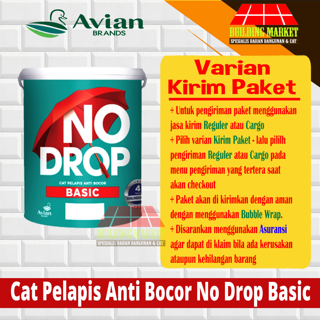 Cat Tembok Luar Pelapis Anti Bocor No Drop Basic 1 KG Paket