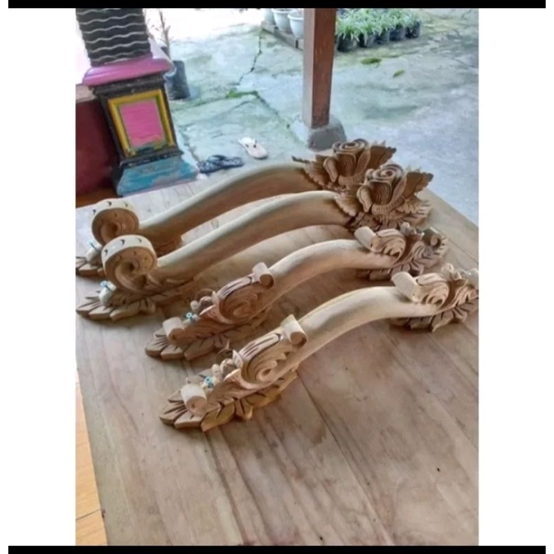 (Melengkung 23) Handle Hendel pintu ukir jepara - Gagang pintu kayu jati