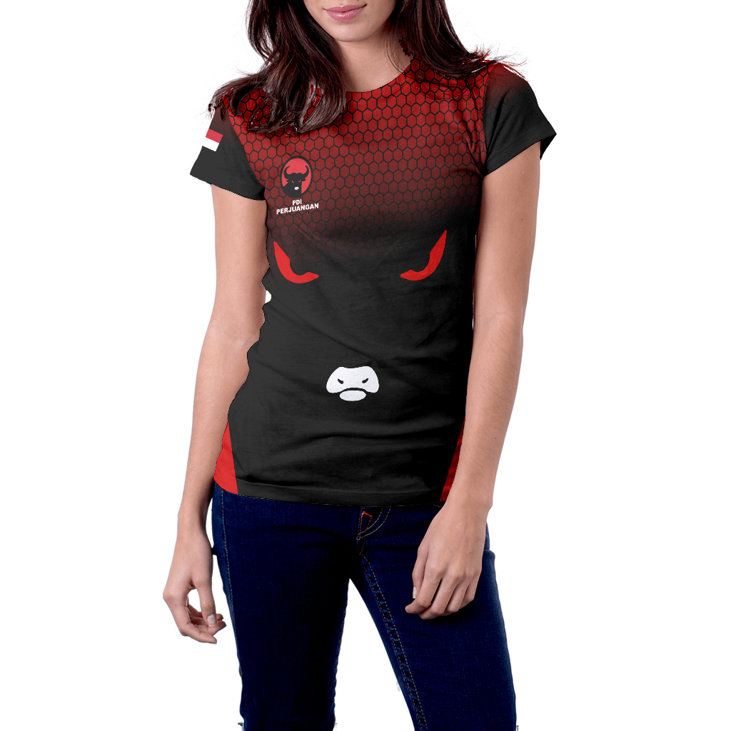 T-shirt wanita baju jersey partai PDIP art 7 anak/dewasa Fullprint 3D terbaru 2024