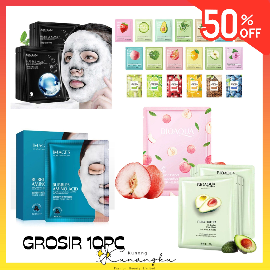 (Grosir)10pcs Random Masker Wajah Sheet Mask Korea Original Masker wajah Tisu