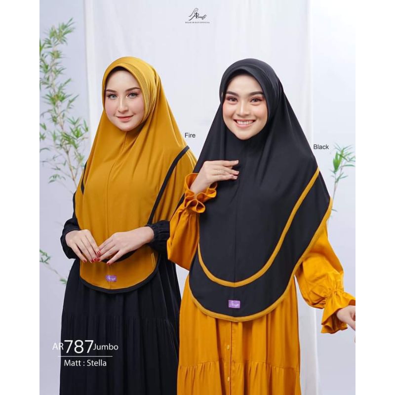 AR 787 Jilbab Arrafi Jumbo Bergo Arrafi Pet Antem Kerudung Blusukan Dewasa Variasi List Warna Hijab 