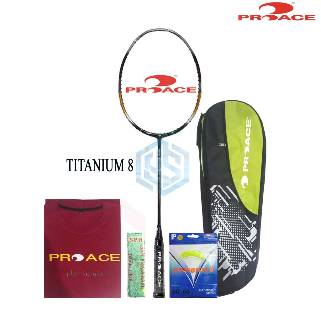 Raket Badminton Pro Ace Titanium 8 Bonus Komplit Raket Pro Ace Titanium 8