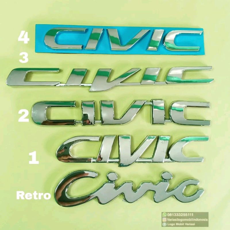 Emblem logo civic honda ferio wonder nova nofa type r fd fb turbo vti vtis ukuran original civic