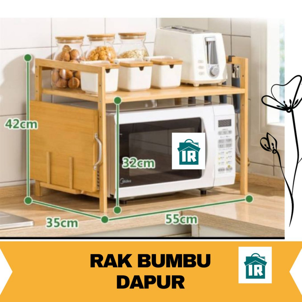 RAK MIKROWAVE KAYU AESTHETIC / RAK MIKROWAVE UNTUK DAPUR / RAK OVEN MINIMALIS