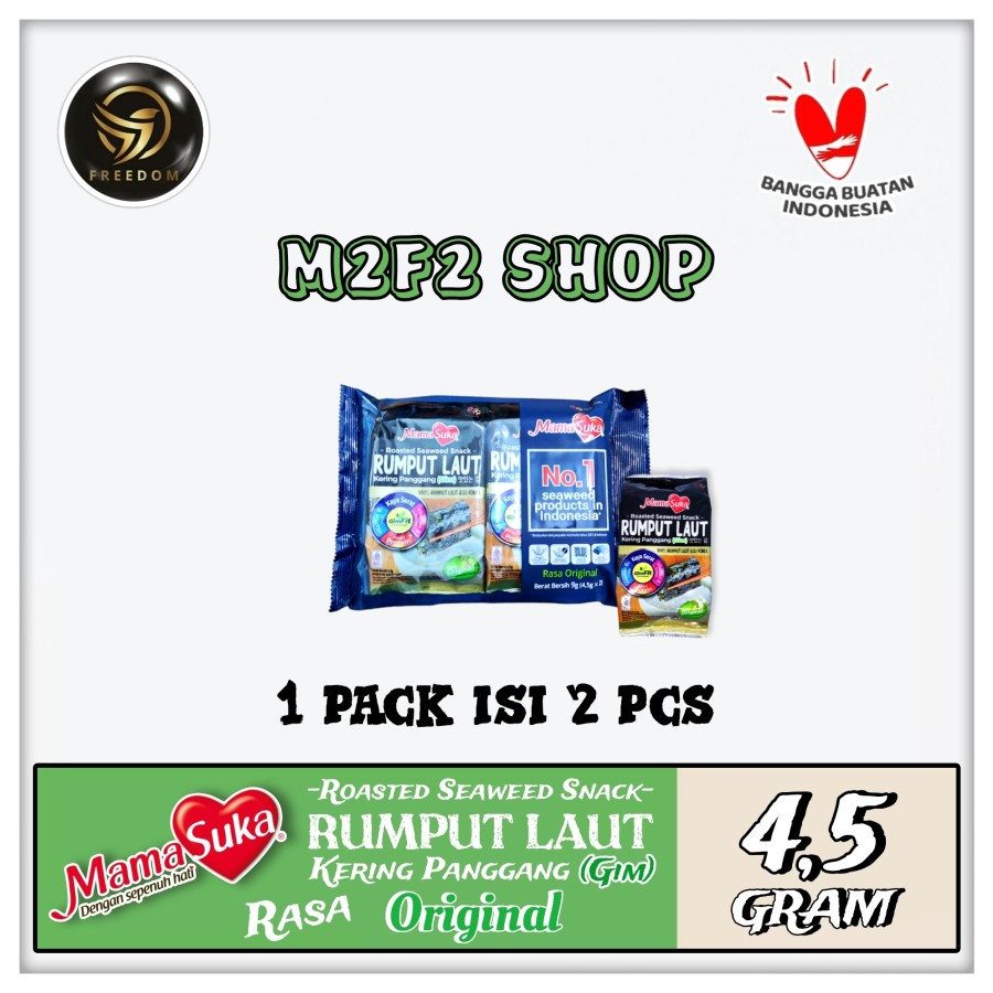 

MamaSuka Snack Rumput Laut Panggang Rasa Original - 4,5 gr (Kemasan 1 Pack)