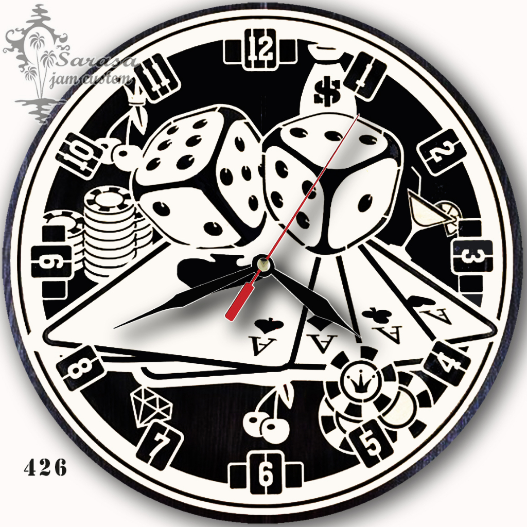 JAM DINDING CUSTOM 426 KARTU REMI DADU