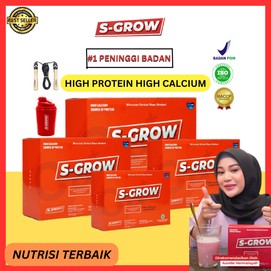 

S-GROW Susu Peninggi Badan Tinggi Kalsium - Penambah Tinggi Badan BPOM Membantu Kesehatan Anak Pria Wanita BPOM COD