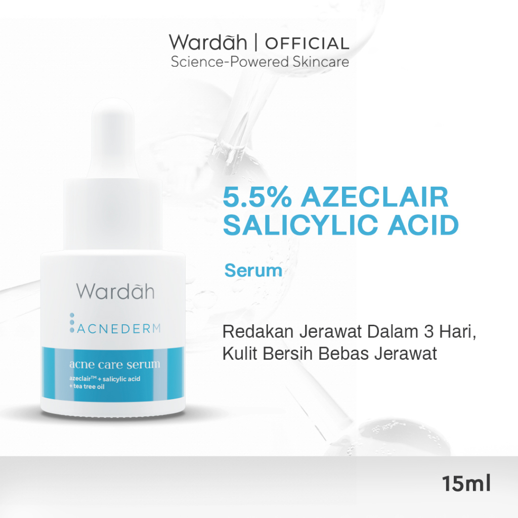 WARDAH 5% Azeclair + Salicylic Acid Acnederm Acne Care Serum 15 ml - Serum dengan Tea Tree Oil - Ser