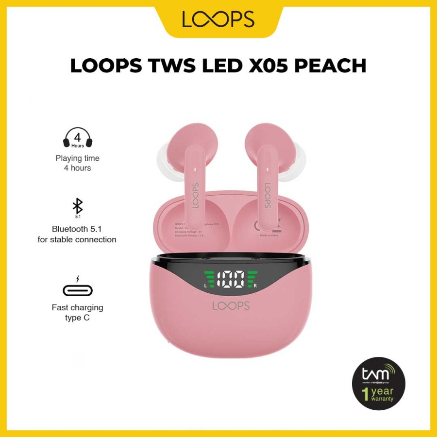 LOOPS TWS LED X05 TWS BLUETOOTH - Peach