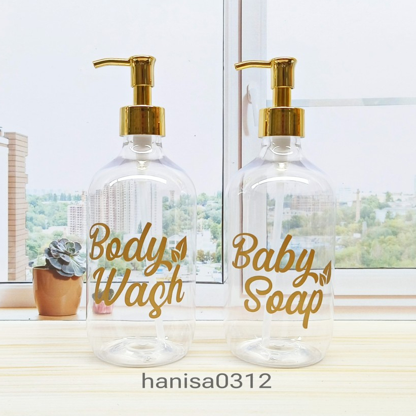 Botol Refill Sabun Aesthetic 500ml Clear Luxury Gold / Botol Pump 500 Ml Tempat Sabun Mandi