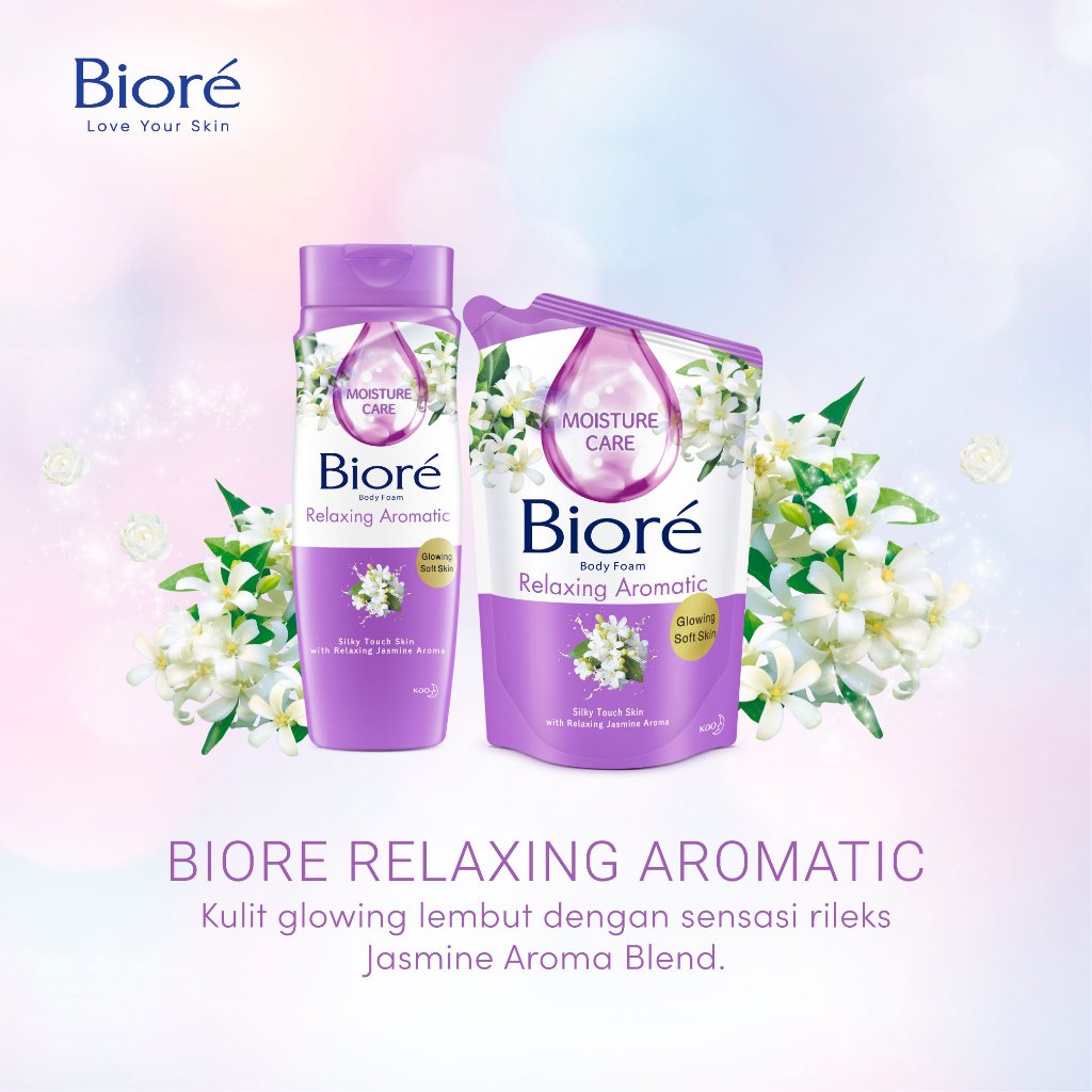 Biore Sabun Mandi Cair Relaxing Aromatic Pouch 800 ml Four Pack