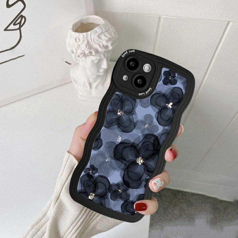 Evi_Drphone C030 Soft Case Cute Gelombang Bunga Flower Blue Samsung A12 M12 A13 4G A14 5G A11 M11