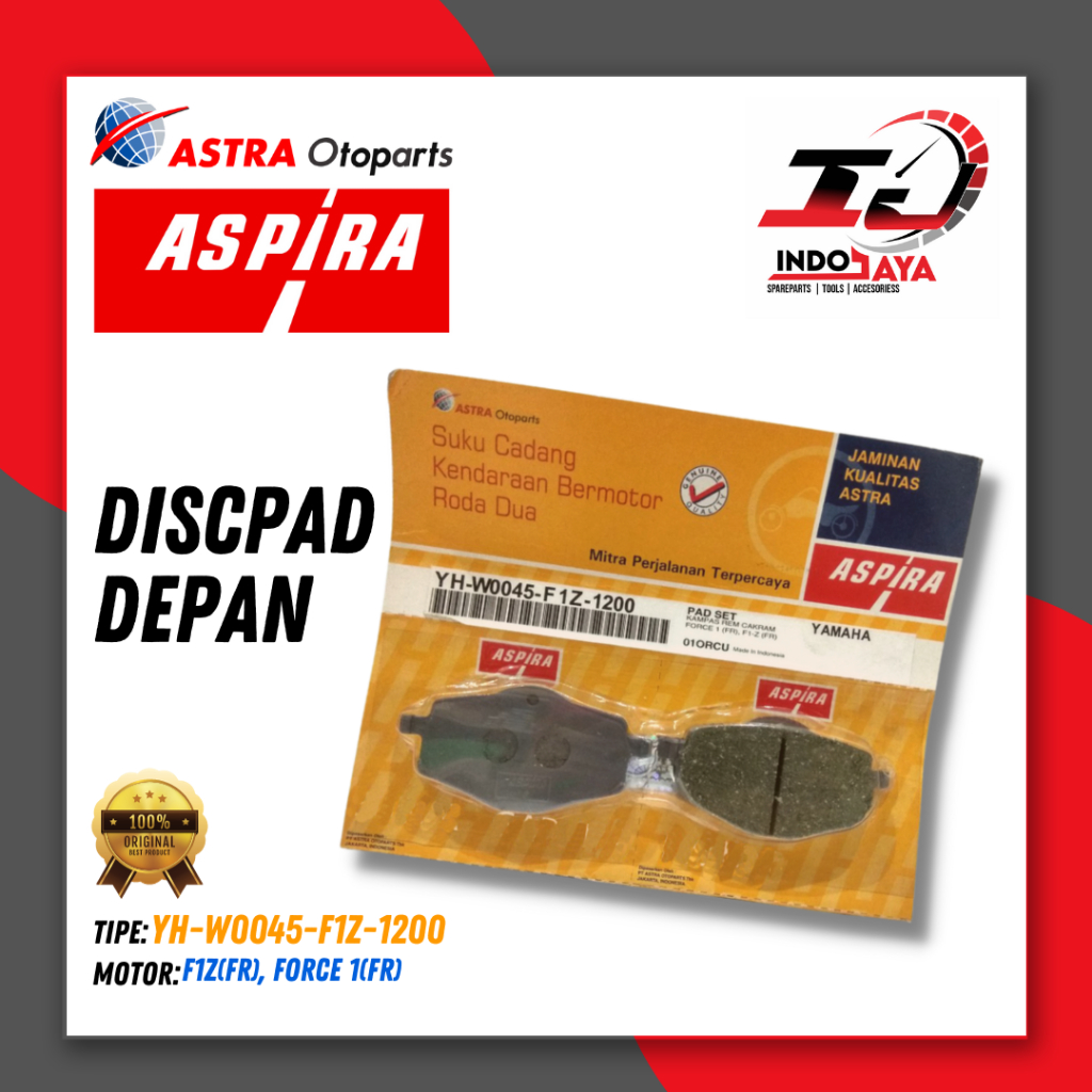 [BAYAR DI TEMPAT] ASPIRA DISCPAD KAMPAS REM DEPAN FIZR / FORCE 1 / F1ZR / FIZ-R / DISPAD / DISPED FR