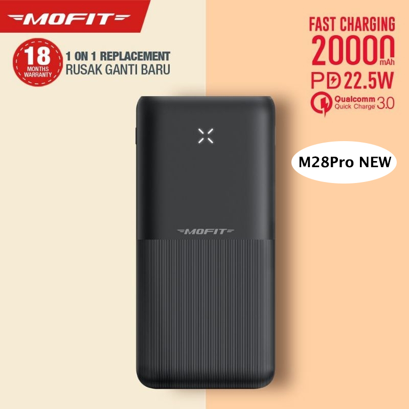 Mofit M28PRO / M27PRO Powerbank 20000mAh PD 22.5W QC 3.0 Fast Charging iPhone Android LED Indicator 
